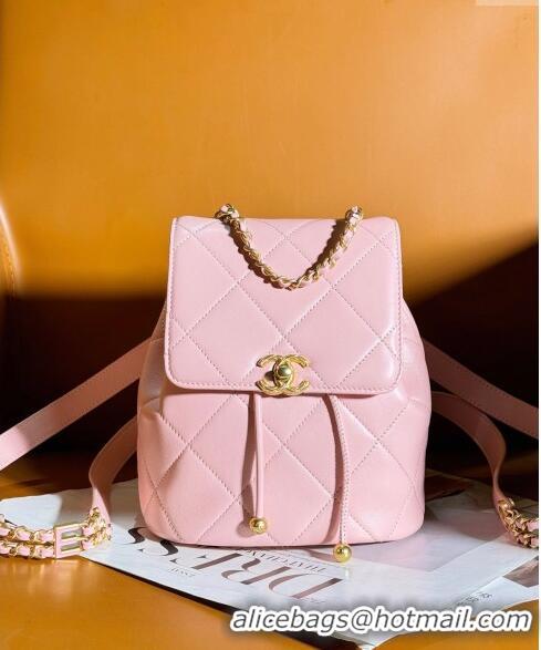 Super Quality Chanel Lambskin Backpack Bag AS4866 Light Pink 2024