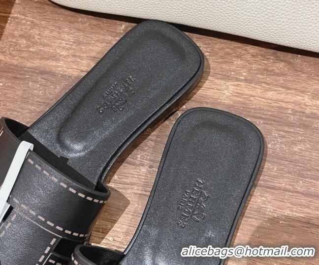 Good Quality Hermes Idioma Flat Slide Sandals in Calfskin with 