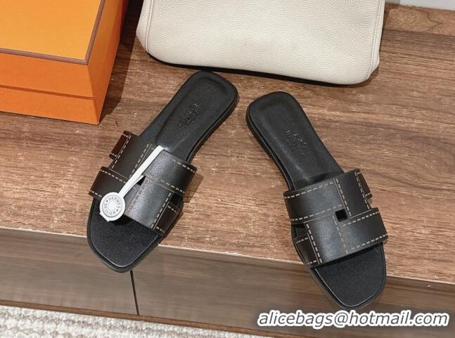 Good Quality Hermes Idioma Flat Slide Sandals in Calfskin with 