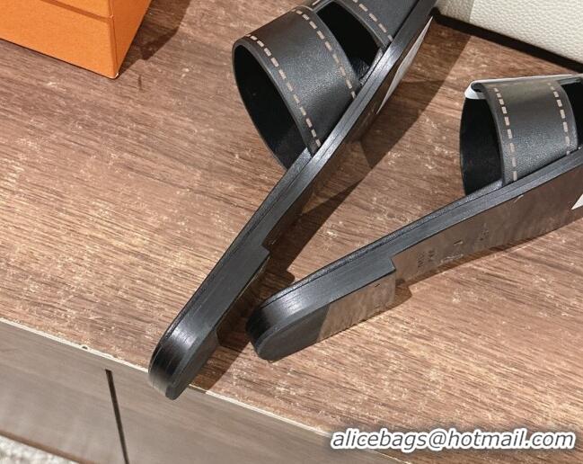 Good Quality Hermes Idioma Flat Slide Sandals in Calfskin with 