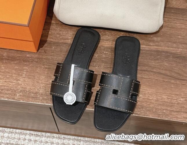 Good Quality Hermes Idioma Flat Slide Sandals in Calfskin with 