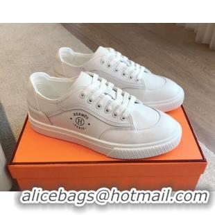 Unique Style Hermes Get Low-top Sneakers in White Calfskin with "Hermès Paris" 606008