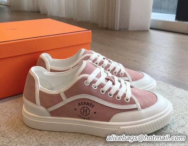 Stylish Hermes Get Low-top Sneakers in Pink Suede with 