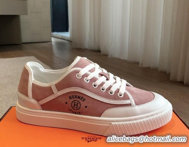 Stylish Hermes Get Low-top Sneakers in Pink Suede with 