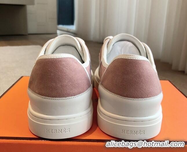 Stylish Hermes Get Low-top Sneakers in Pink Suede with 