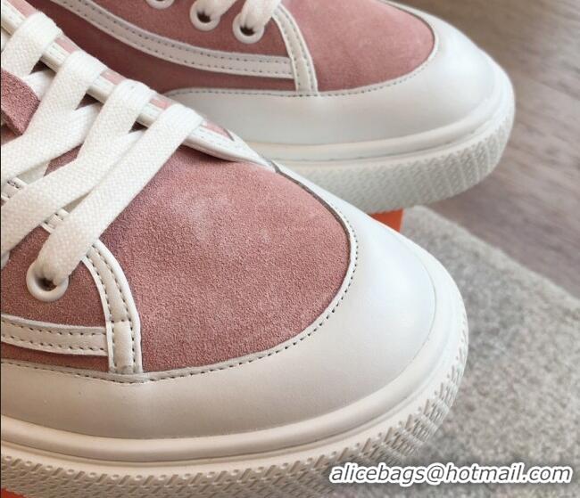 Stylish Hermes Get Low-top Sneakers in Pink Suede with 