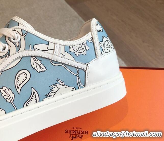 Purchase Hermes Get Low-top Sneakers in Blue Printed Calfskin 606010