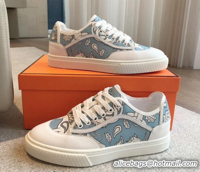 Purchase Hermes Get Low-top Sneakers in Blue Printed Calfskin 606010