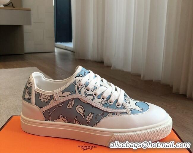 Purchase Hermes Get Low-top Sneakers in Blue Printed Calfskin 606010