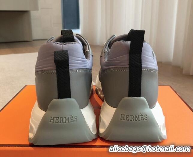 Best Grade Hermes Impulse Sneakers in Parachute Fabric and Calfskin Grey 606012