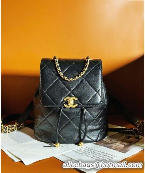 Top Quality Chanel Lambskin Backpack Bag AS4866 Black 2024