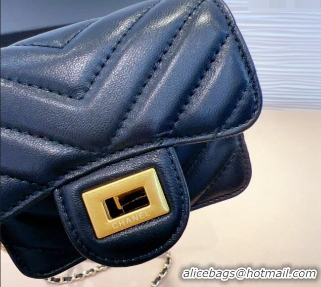 New Style Chanel Boy Chevron Lambskin Pouch Belt with CC 0708 Black 2024