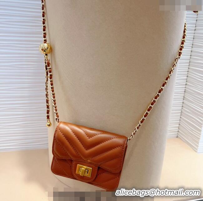 Buy Fashionable Chanel Boy Chevron Lambskin Chain Belt Bag 0708 Brown 2024