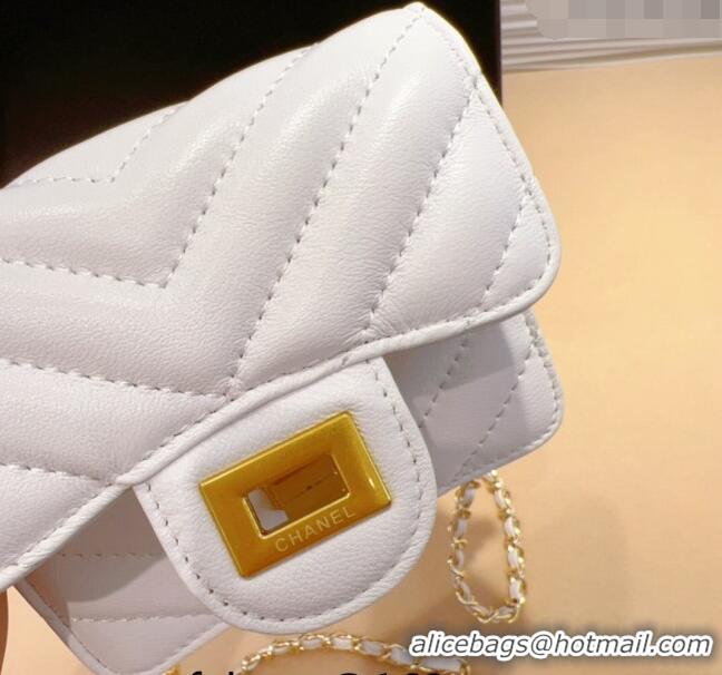 New Design Chanel Boy Chevron Lambskin Chain Belt Bag 0708 White 2024