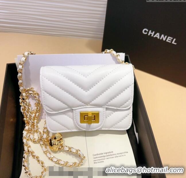 New Design Chanel Boy Chevron Lambskin Chain Belt Bag 0708 White 2024