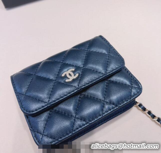 Unique Grade Chanel Lambskin Chain Mini Belt Bag 0708 Black 2024