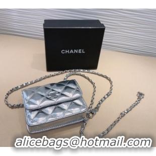 New Style Chanel Lambskin Chain Mini Belt Bag 0708 Silver 2024