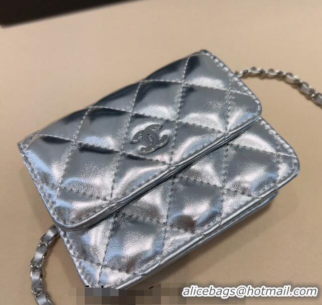 New Style Chanel Lambskin Chain Mini Belt Bag 0708 Silver 2024