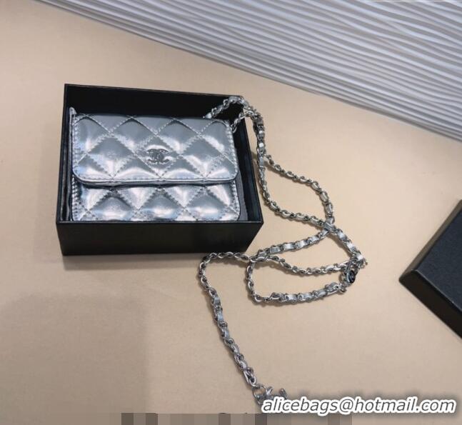 New Style Chanel Lambskin Chain Mini Belt Bag 0708 Silver 2024