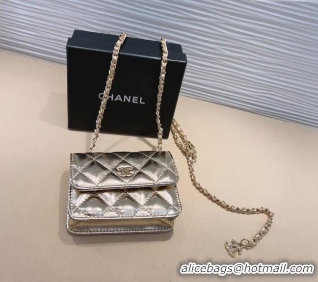 Famous Brand Chanel Lambskin Chain Mini Belt Bag 0708 Gold 2024