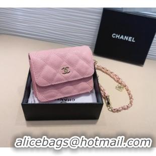 Traditional Specials Chanel Grained Calfskin Chain Mini Belt Bag 0708 Light Pink 2024