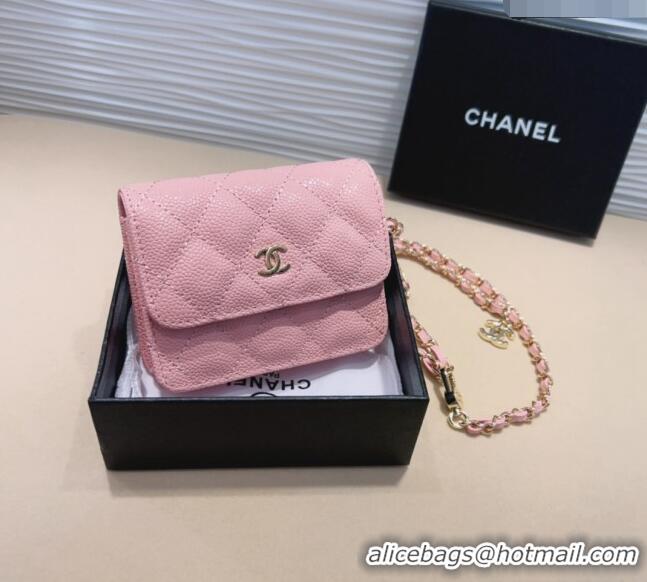 Traditional Specials Chanel Grained Calfskin Chain Mini Belt Bag 0708 Light Pink 2024