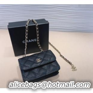 Top Quality Chanel Grained Calfskin Chain Mini Belt Bag 0708 Black 2024