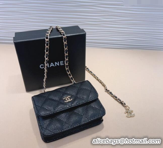 Top Quality Chanel Grained Calfskin Chain Mini Belt Bag 0708 Black 2024