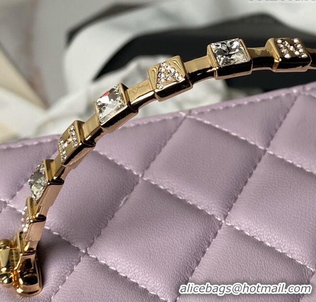 Buy Discount Chanel Lambskin Vanity Case Clutch with Chain AP3799 Light Purple 2024