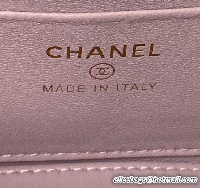 Buy Discount Chanel Lambskin Vanity Case Clutch with Chain AP3799 Light Purple 2024