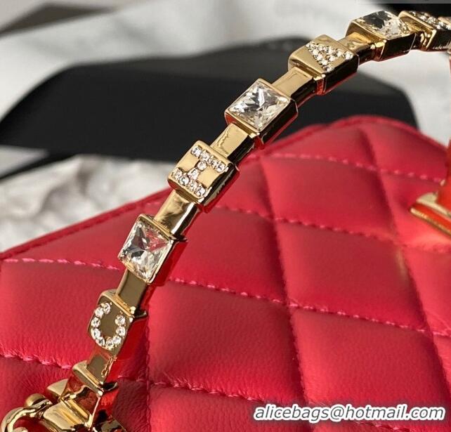 Good Taste Chanel Lambskin Vanity Case Clutch with Chain AP3799 Red 2024