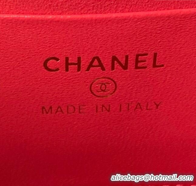 Good Taste Chanel Lambskin Vanity Case Clutch with Chain AP3799 Red 2024