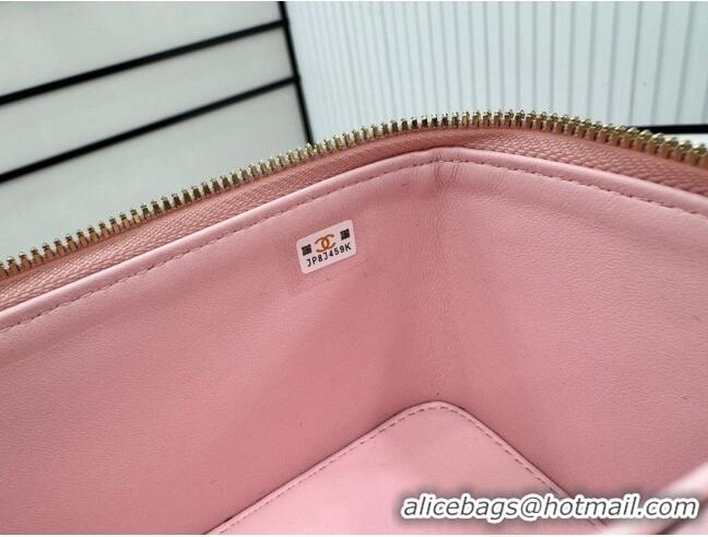 New Design Chanel Lambskin Vanity Case Clutch with Chain A96069 Pink 2024