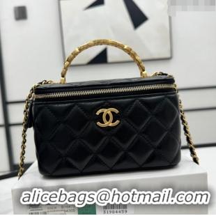 Well Crafted Chanel Lambskin Vanity Case Clutch with Chain A96069 Black 2024