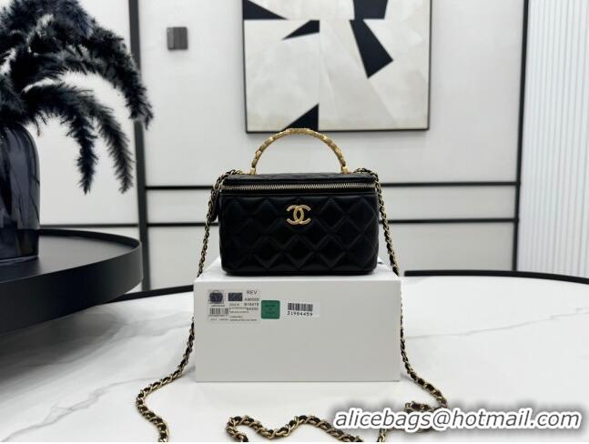 Well Crafted Chanel Lambskin Vanity Case Clutch with Chain A96069 Black 2024