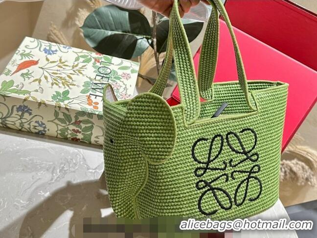 Promotional Loewe Elephant Straw Tote Bag 0709 Green 2024