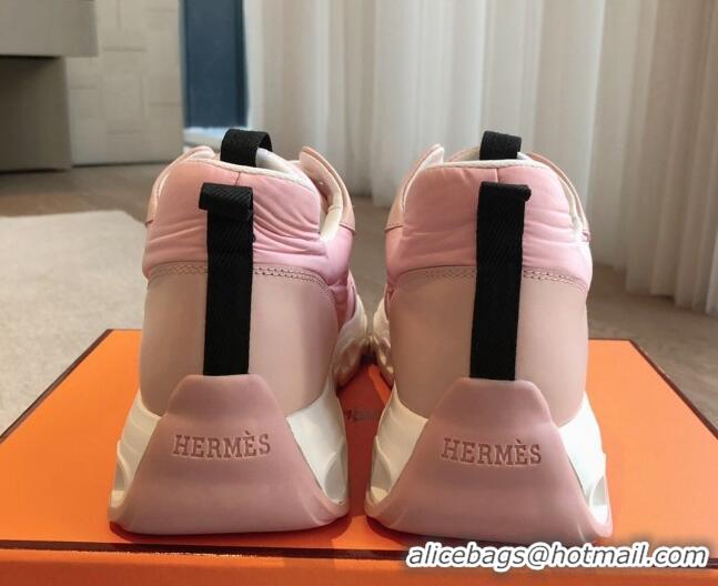 Cheap Price Hermes Impulse Sneakers in Parachute Fabric and Calfskin Pink 606015