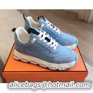 Good Product Hermes Impulse Sneakers in Parachute Fabric and Suede Blue 606016