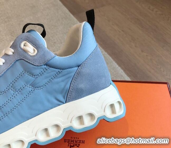 Good Product Hermes Impulse Sneakers in Parachute Fabric and Suede Blue 606016