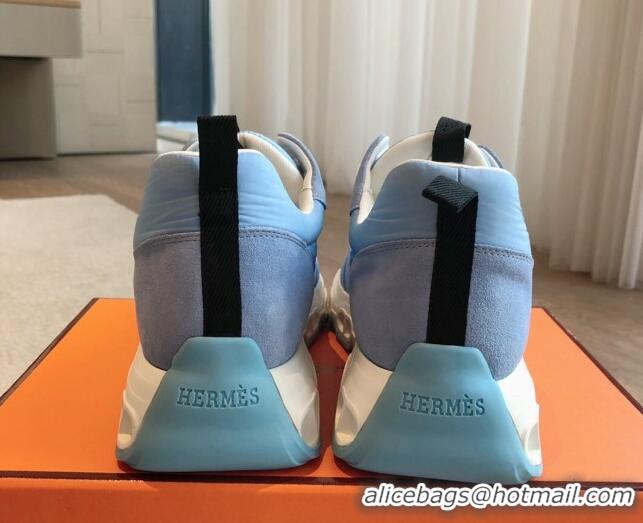 Good Product Hermes Impulse Sneakers in Parachute Fabric and Suede Blue 606016