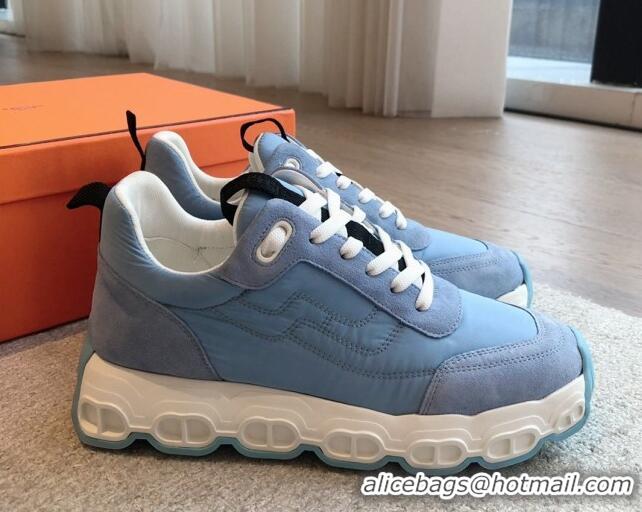 Good Product Hermes Impulse Sneakers in Parachute Fabric and Suede Blue 606016