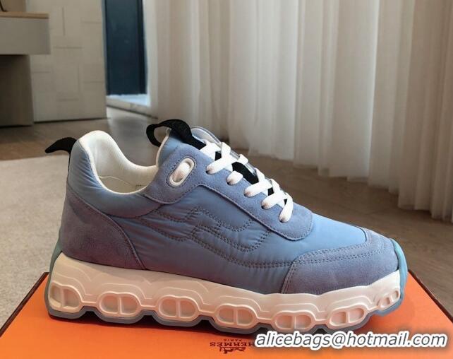 Good Product Hermes Impulse Sneakers in Parachute Fabric and Suede Blue 606016