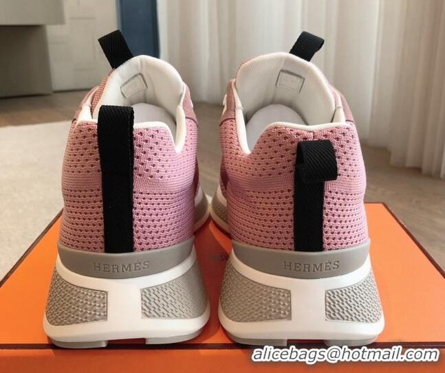 Trendy Design Hermes Heros Sneakers in Knit and Suede Pink 606026