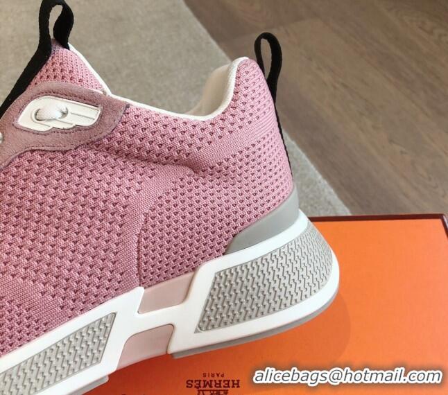 Trendy Design Hermes Heros Sneakers in Knit and Suede Pink 606026