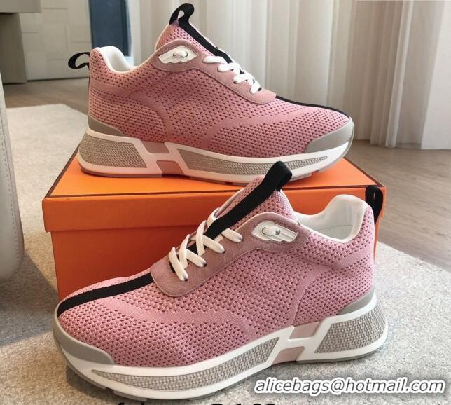 Trendy Design Hermes Heros Sneakers in Knit and Suede Pink 606026