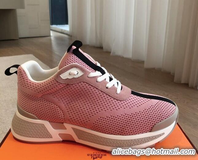 Trendy Design Hermes Heros Sneakers in Knit and Suede Pink 606026