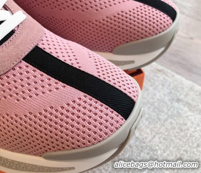 Trendy Design Hermes Heros Sneakers in Knit and Suede Pink 606026