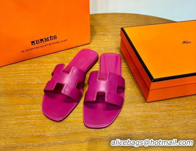 Cheap Price Hermes Oran Classic Swift Calfskin Flat Slide Sandals Rosy 062620