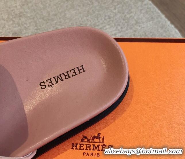 Shop Duplicate Hermes Empire Thong Slide Sandal in Suede with Kelly Buckle Light Pink 703019