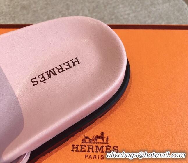 Good Quality Hermes Empire Thong Slide Sandal in Suede with Kelly Buckle Pale Pink 703020